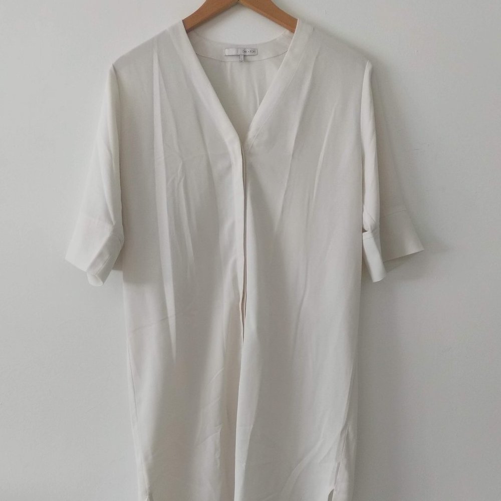 Oak + Fort Off White Shirt-Dress